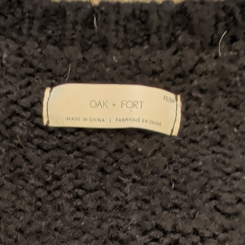 OAK and FORT Oversized Comfy Heavy Knit Black Cardigan Size XS - Picture 3 of 7